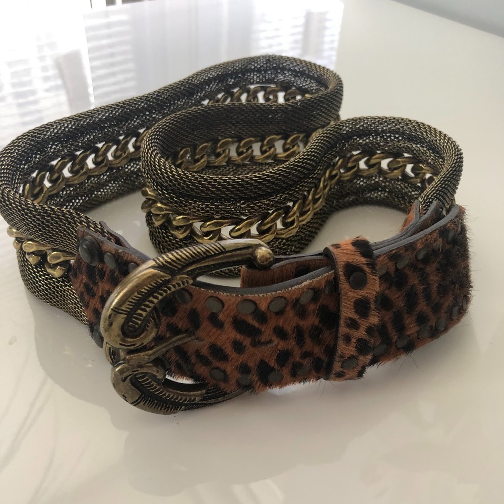 Nanni Leopard and Gold Metal Belt Sz 34
